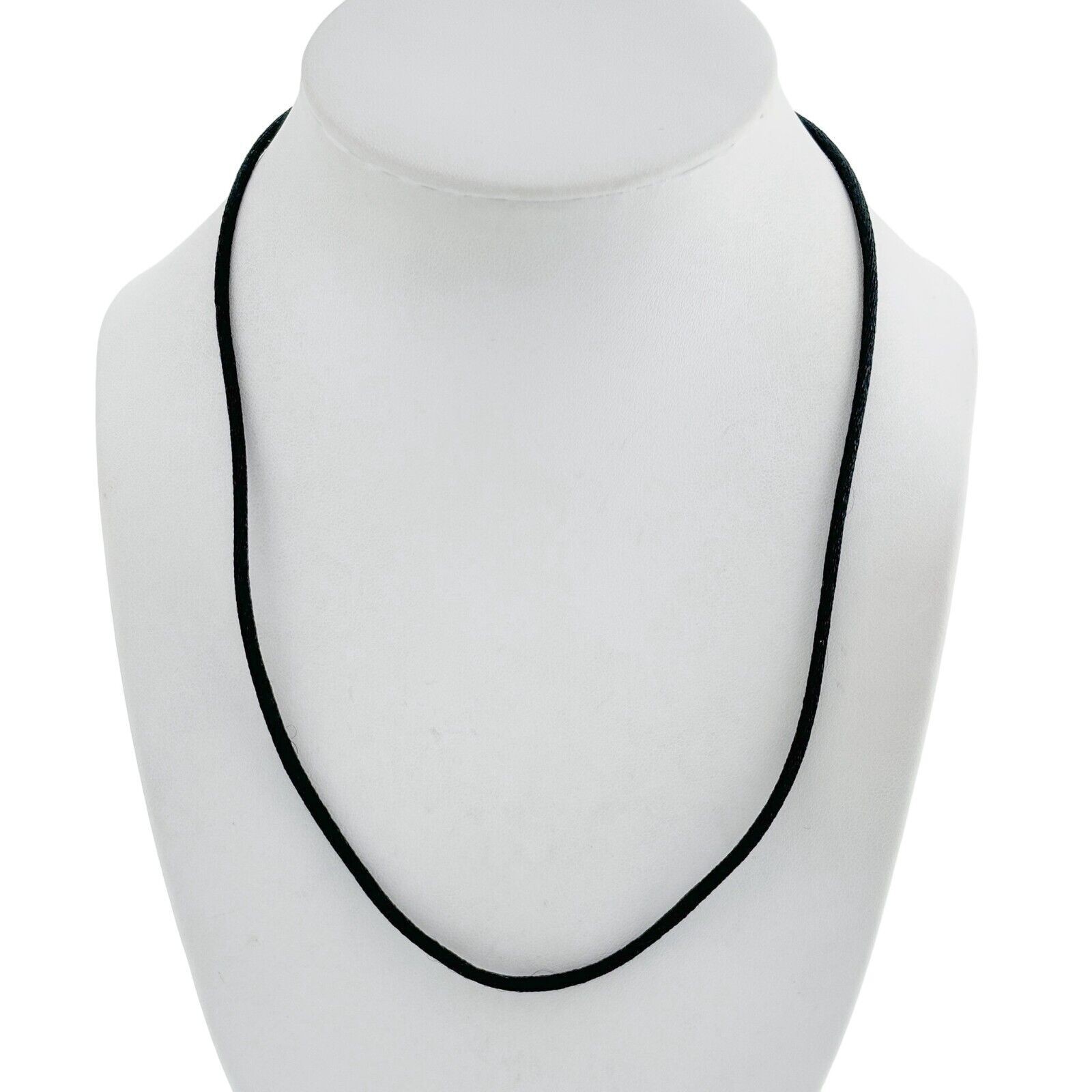 Vintage China Sterling Silver 925 3mm Black Corded Necklace 17.5″-18.5″