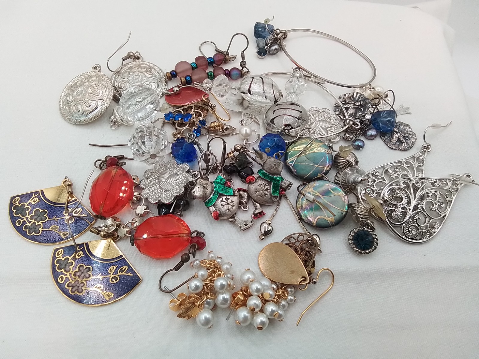 20 LOT B ESTATE VINTAGE SETS PIERCED EARRINGS CHANDELIER DANGLE HOOP FRENCH HOOK