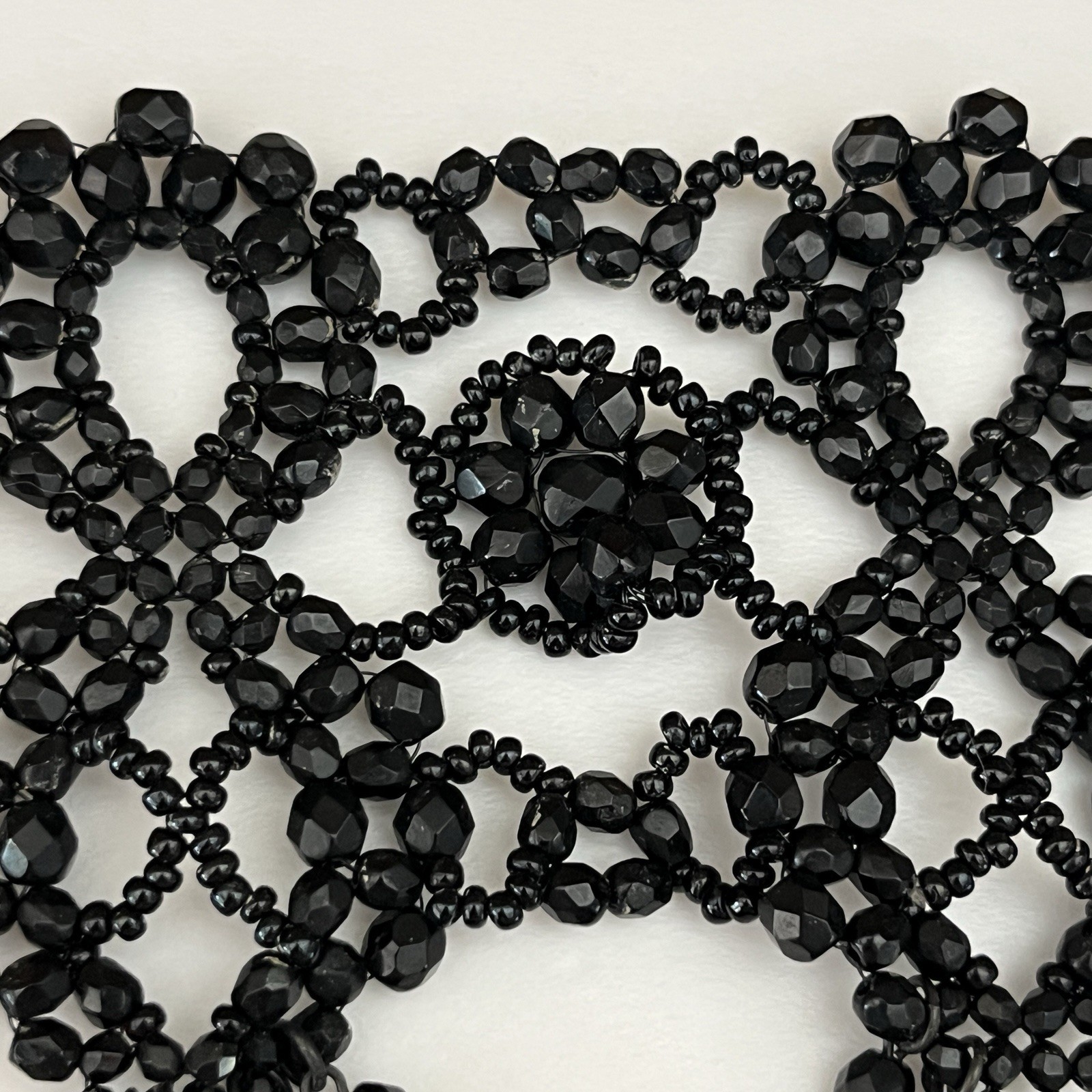 Vintage Anouska Hempel Black Glass Bead Choker Necklace Victorian Gothic