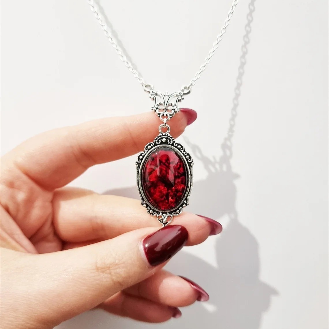 Gothic Vampire Necklace Vintage Crystal Cameo Pendant Punk Style Jewelry
