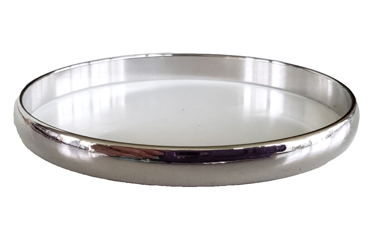 Vintage Napier Smooth Silver Tone Bangle Bracelet 7-5/8″ 1/4″ Wide