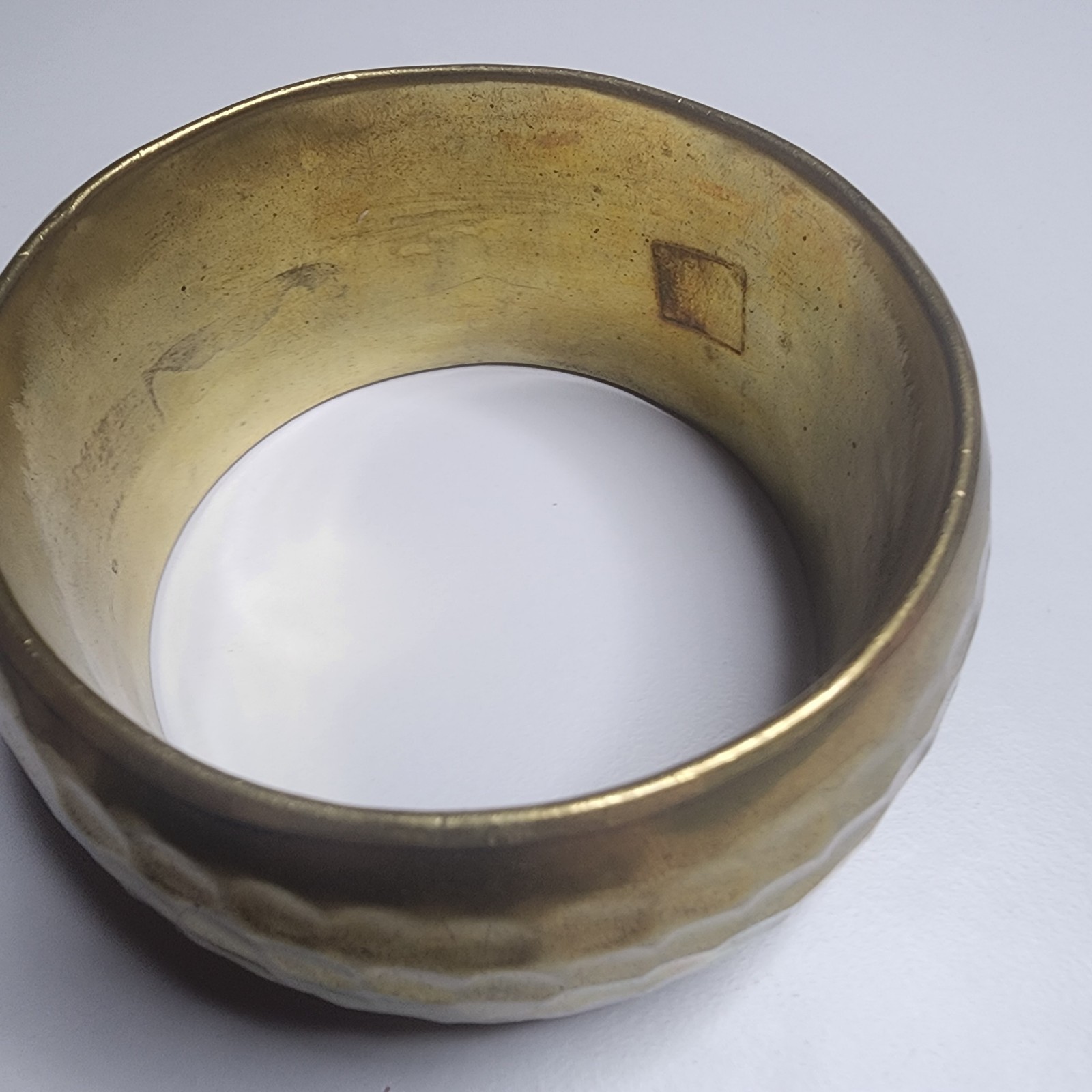 Vintage Chunky Wide Hammered Gold Tone Bangle Bracelet Statement Jewelry