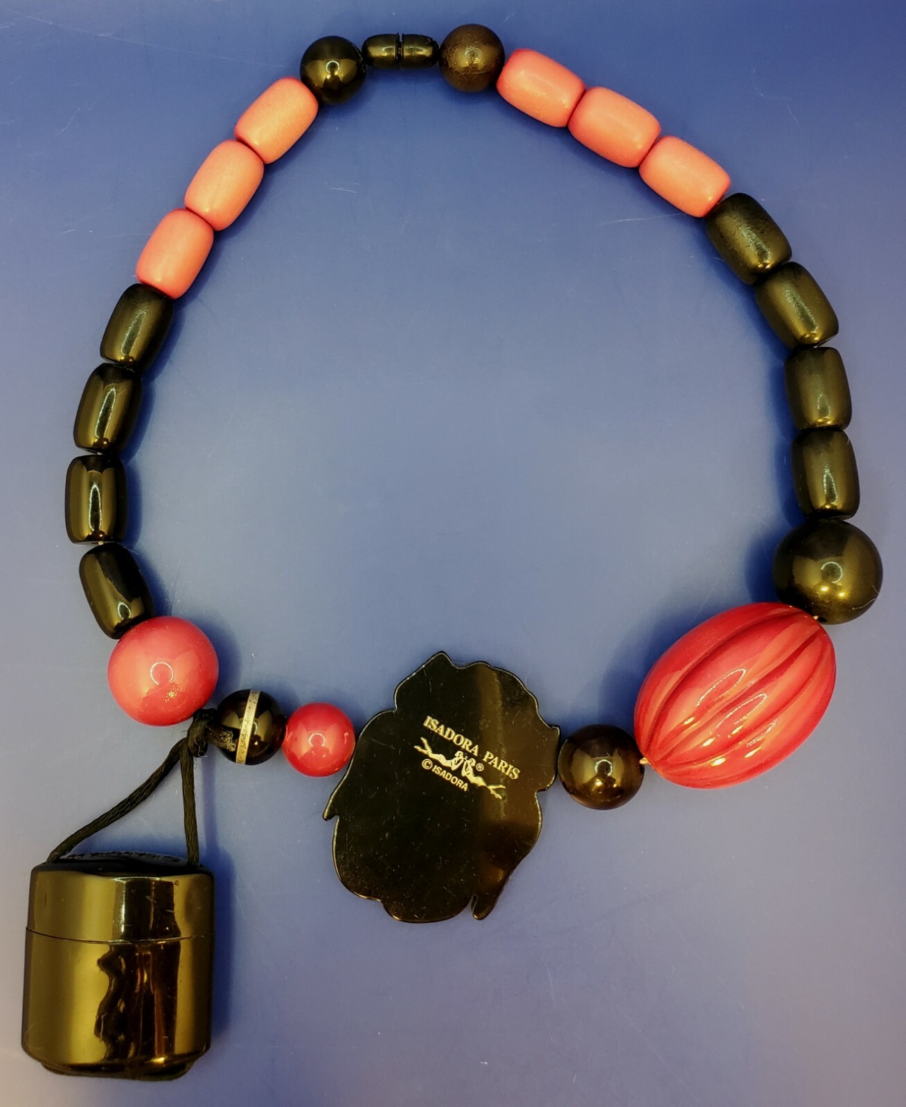 70’s Vintage Isadora Paris Galalith Necklace w/Perfume Charm Danielle Poullain 