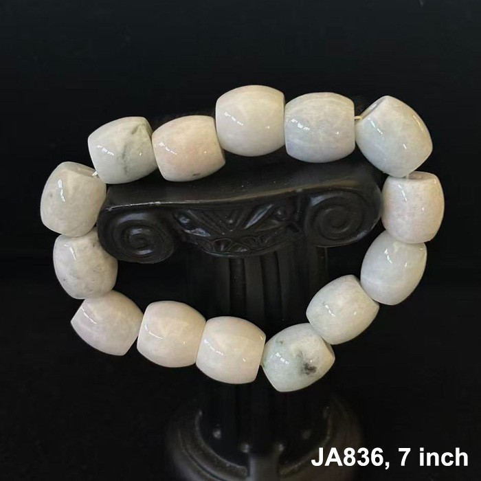 Natural Burmese Jade Jadeite Beads Bracelet Elastic, Width 12 mm