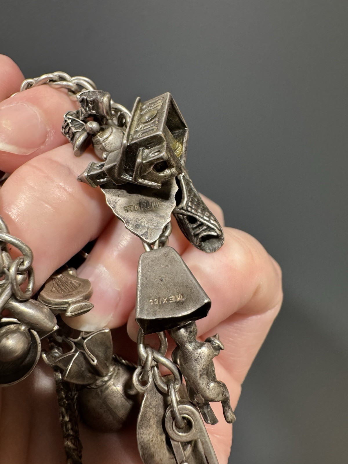 Vintage Sterling Silver Charm Bracelet Southwest Western 24 Charms 1.64oz