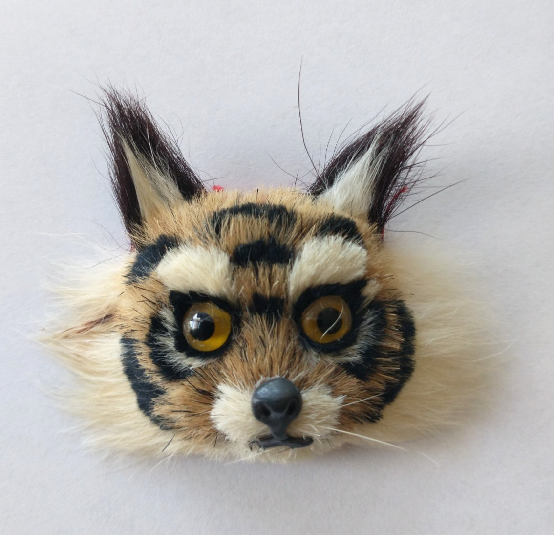 Vintage Real Fur Big Cat/Tiger Face Pin Brooch