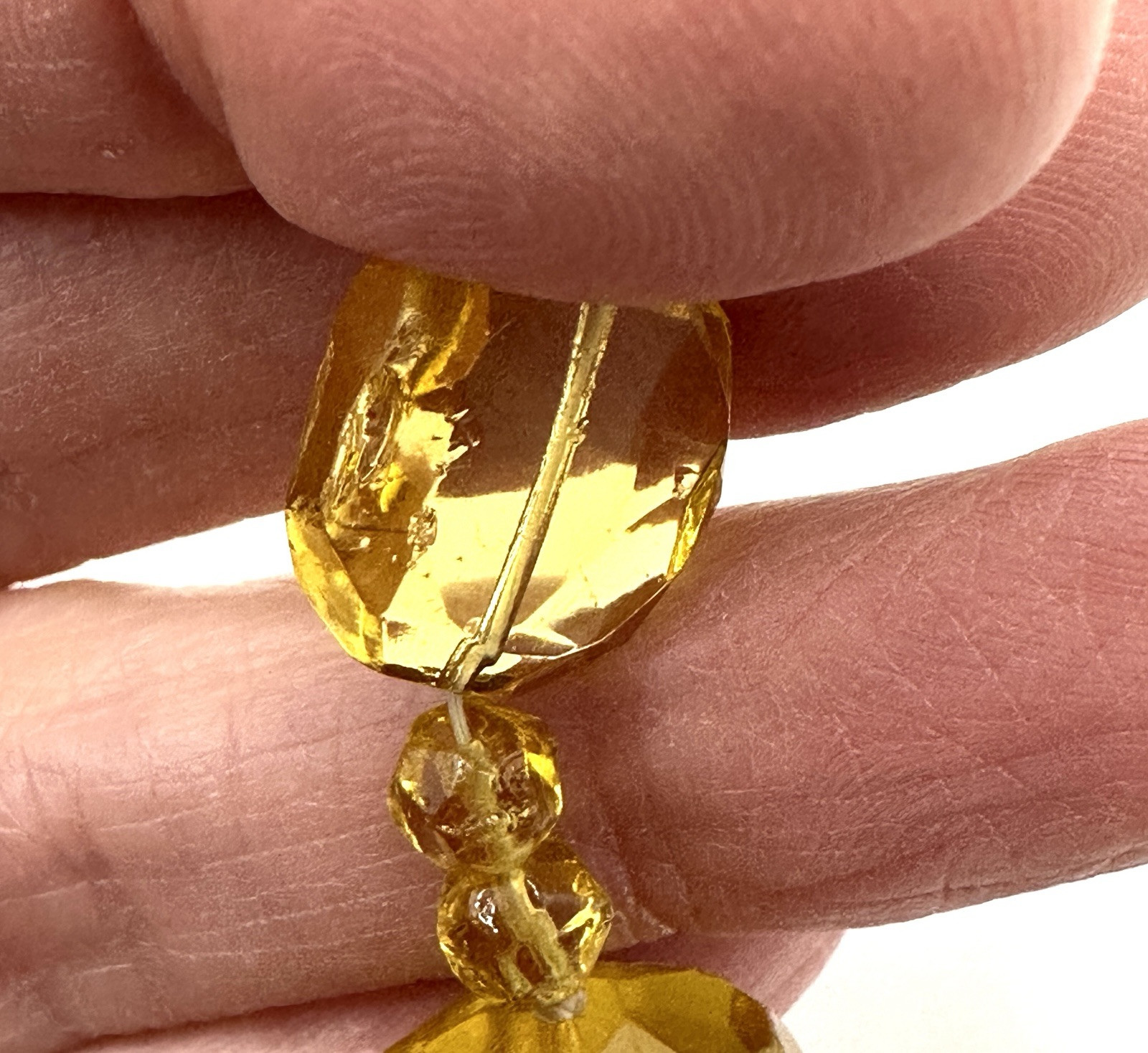 VTG Czech Unusual Faceted Yellow Glass Necklace