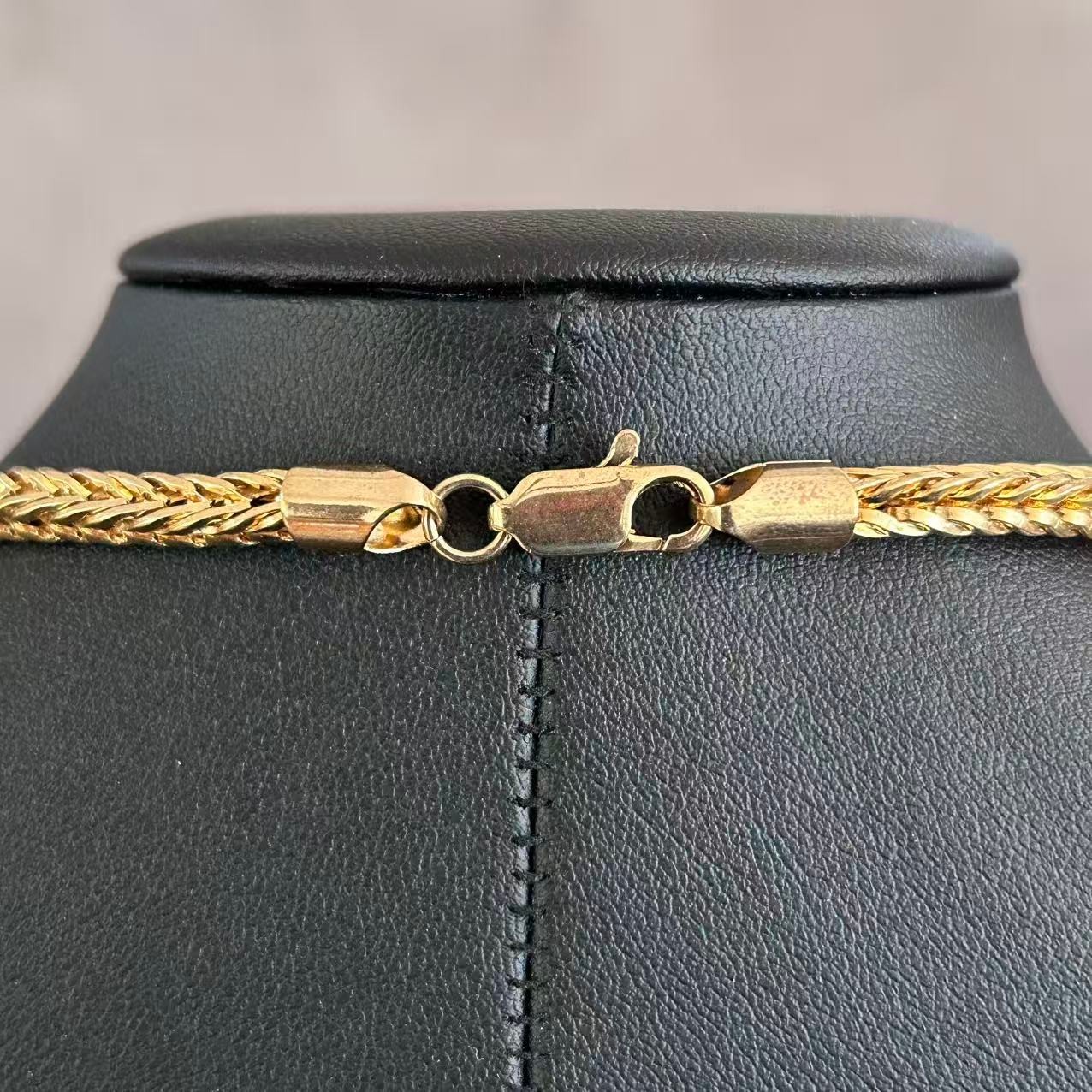 Vintage Gold Tone Woven Wheat Chain Necklace Braided Spiga Foxtail Costume 34”