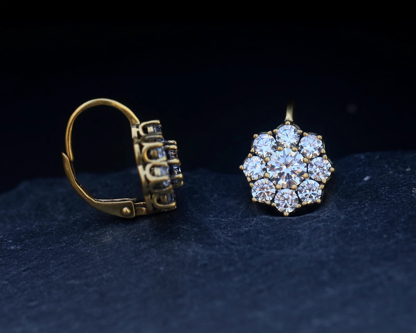 Art Deco 1.20Ct Round Lab Created Diamond 14K Gold Finish Drop/Dangle Earrings