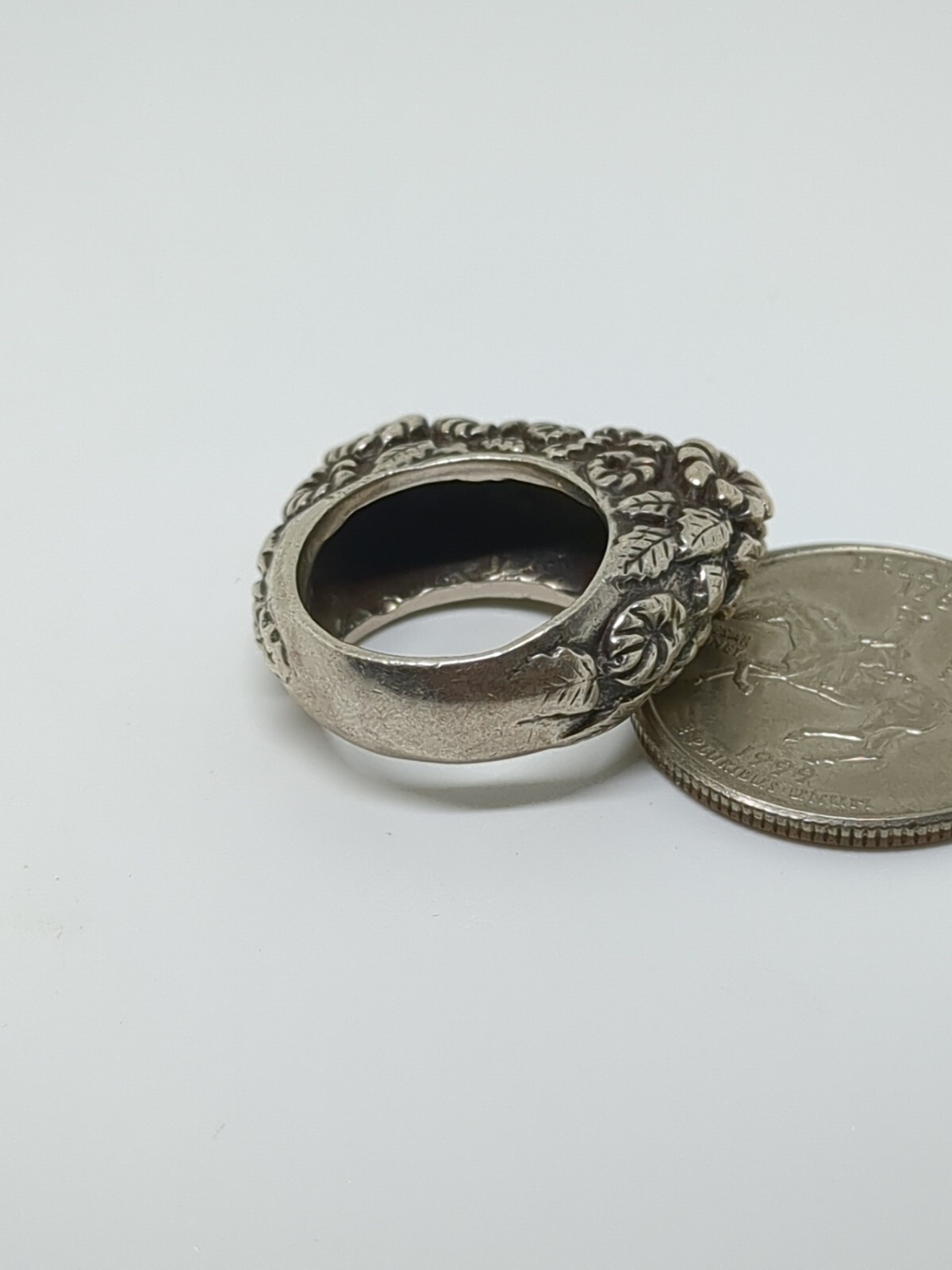 Vintage Dian Malouf DLM Sterling Silver 925 Flower Ring Size 5