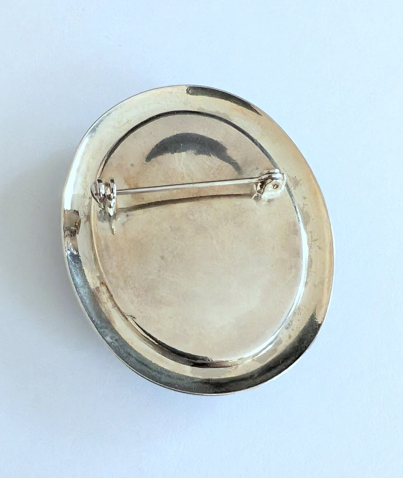 Beautiful Vintage Oval Silver Plated Multicolor Stone Pin Brooch