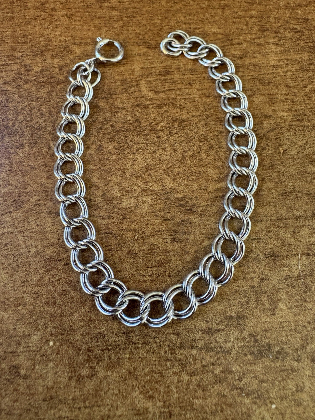 VINTAGE Charm Bracelet Sterling Double Link! 10g 7.5 Inches GREAT STARTER!!