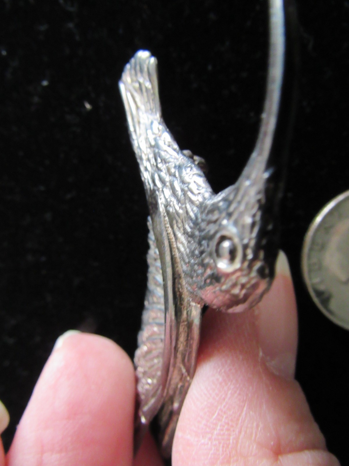 Large Sterling Silver Hummingbird Booch / Pin Stamped 925 MEX Vintage