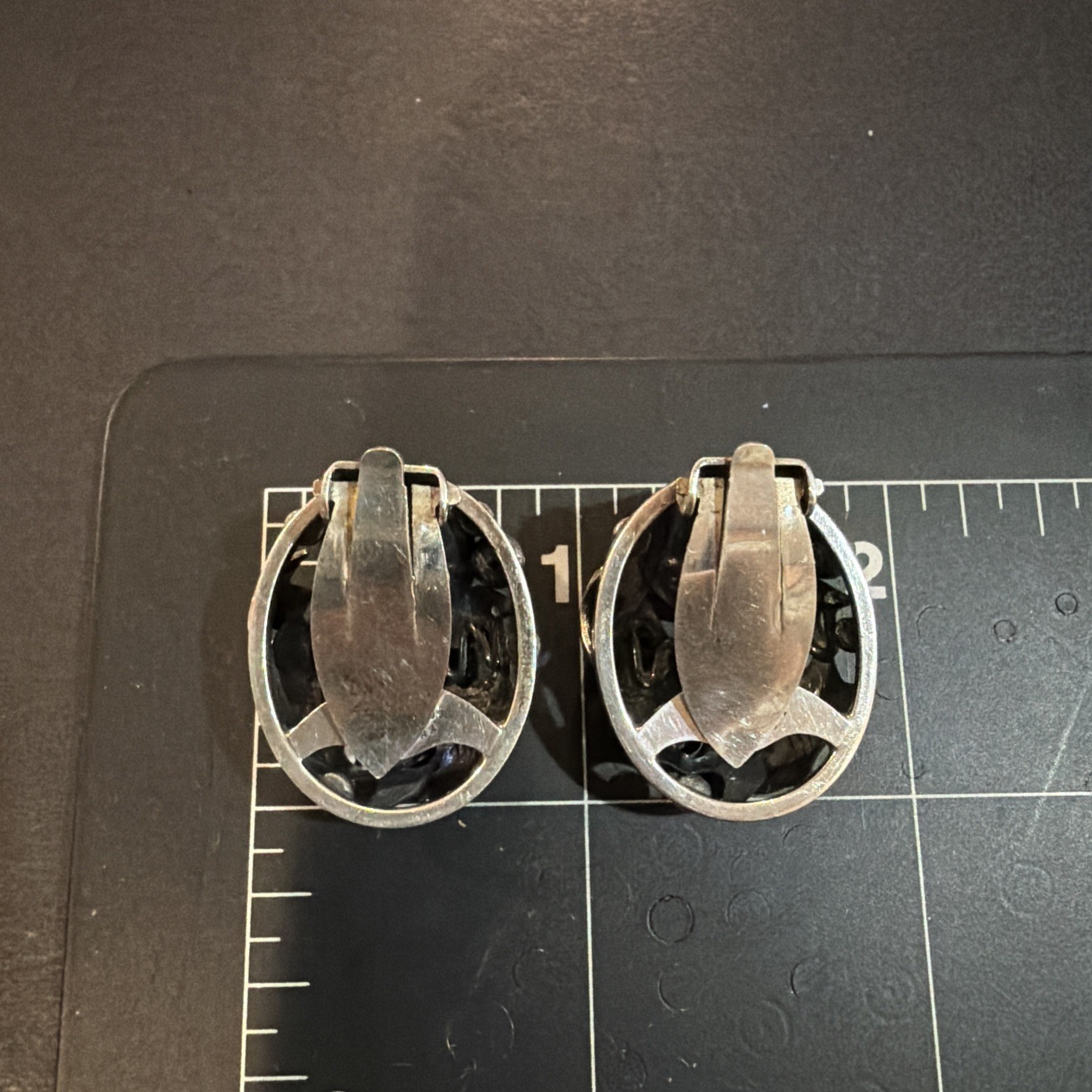 Vintage Rare N.E From Denmark Sterling Silver Amethyst Clip On Earrings