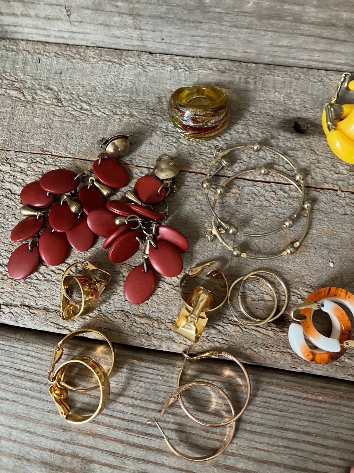 Costume Estate Jewelry Lot Enamel Lucite 1980s 1990s Necklace Bracelet Earrings