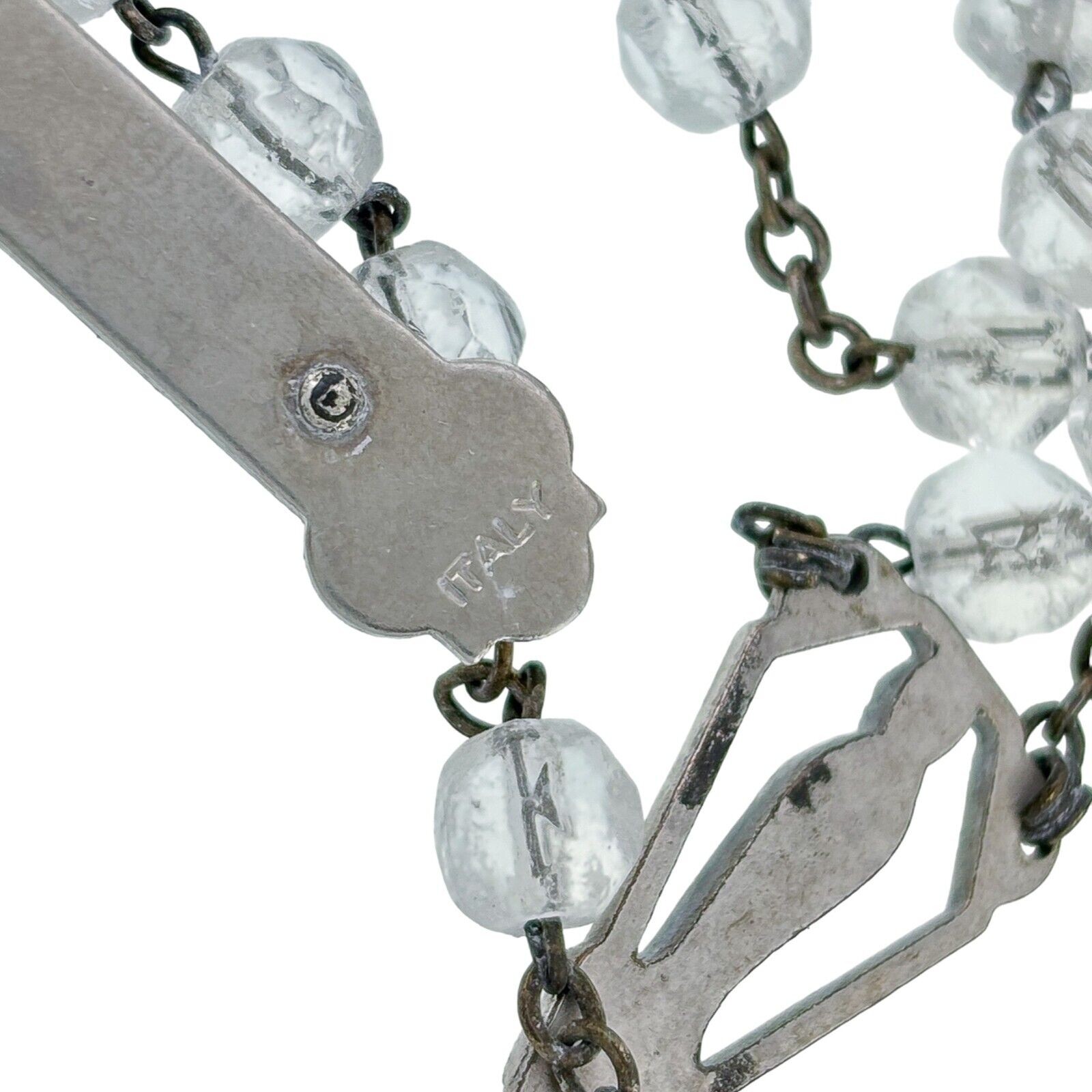 Vintage INRI Italy Sterling Silver 925 | Crystal Beaded Crucifix Rosary