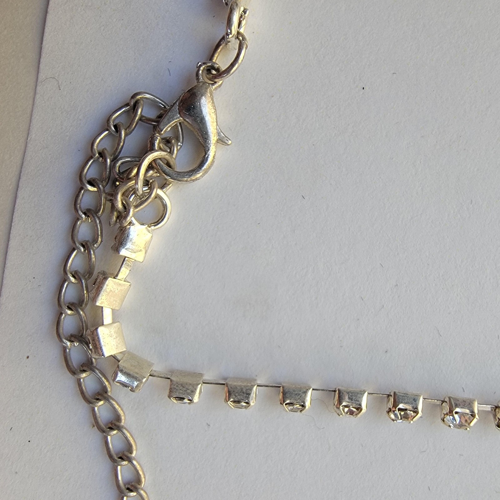 Silver Rhinestone Chain Bracelet Ring Hand Harness Bridal Lobster Clasp Jewelry