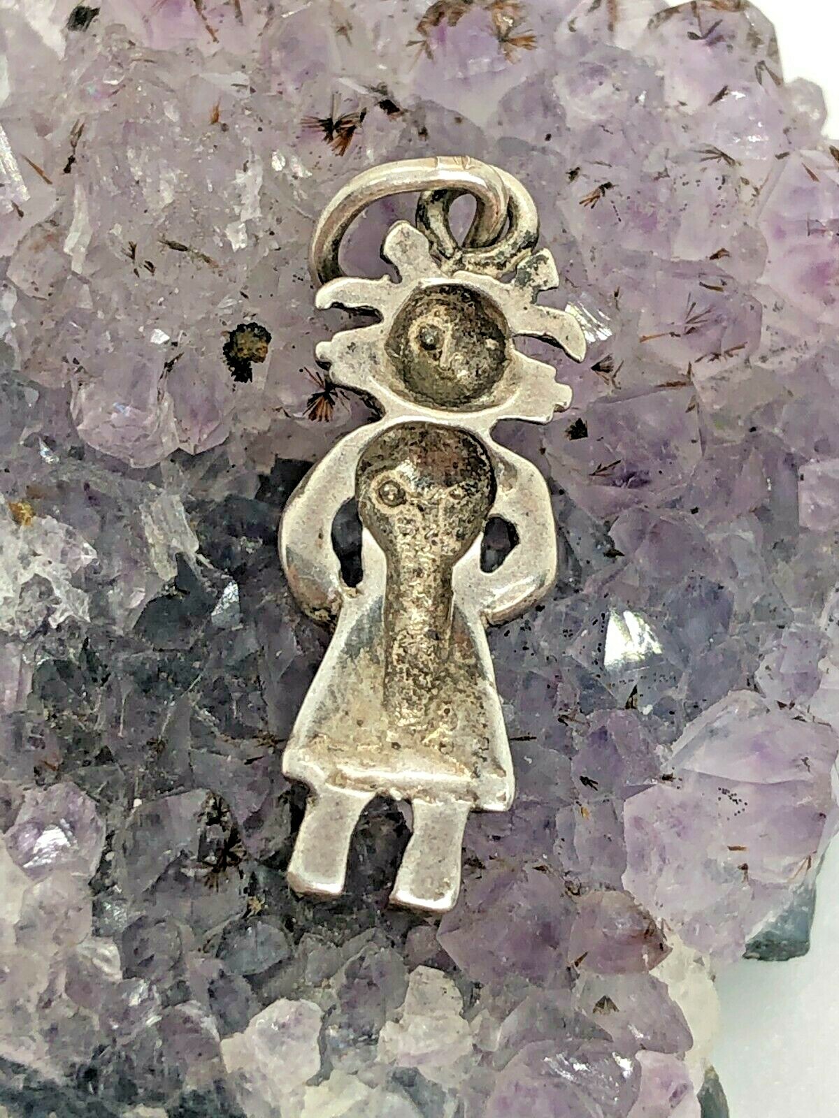 Vintage Sterling Silver 3D Detailed Aztec Person Pendant 1.3 Grams