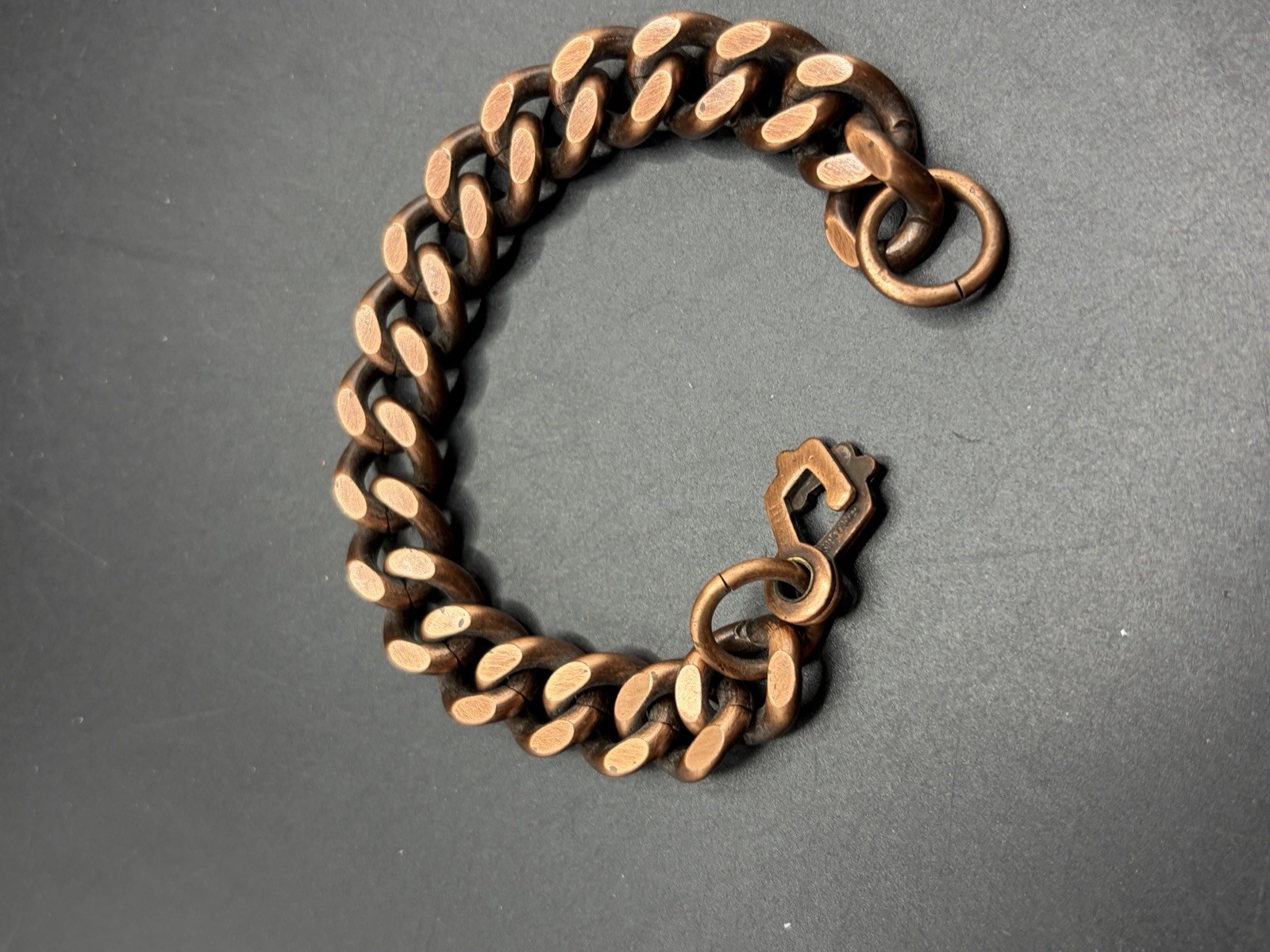 VINTAGE Heavy Solid Brass Chain Link Bracelet 48g 7”L Sister Clasp Hook