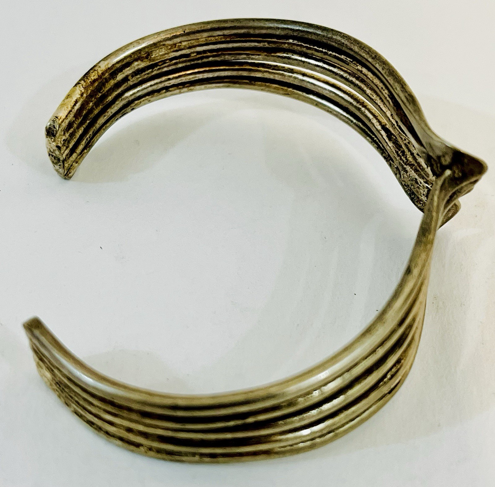 Vintage Modernist Wave Cuff Bracelet Sterling Silver Jewelry Minimalist