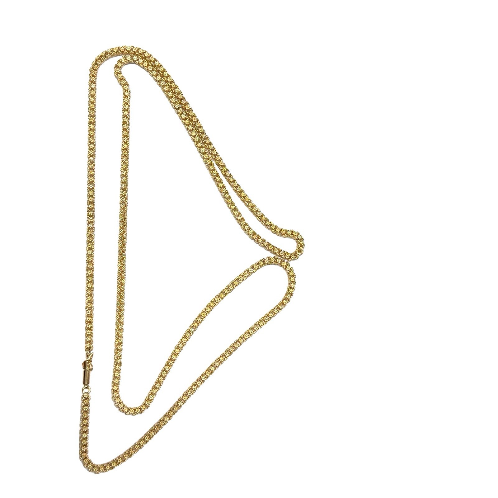 Vintage 14k Yellow Gold Long 31″ 3.3mm Textured Beaded Chain Necklace 39 Grams