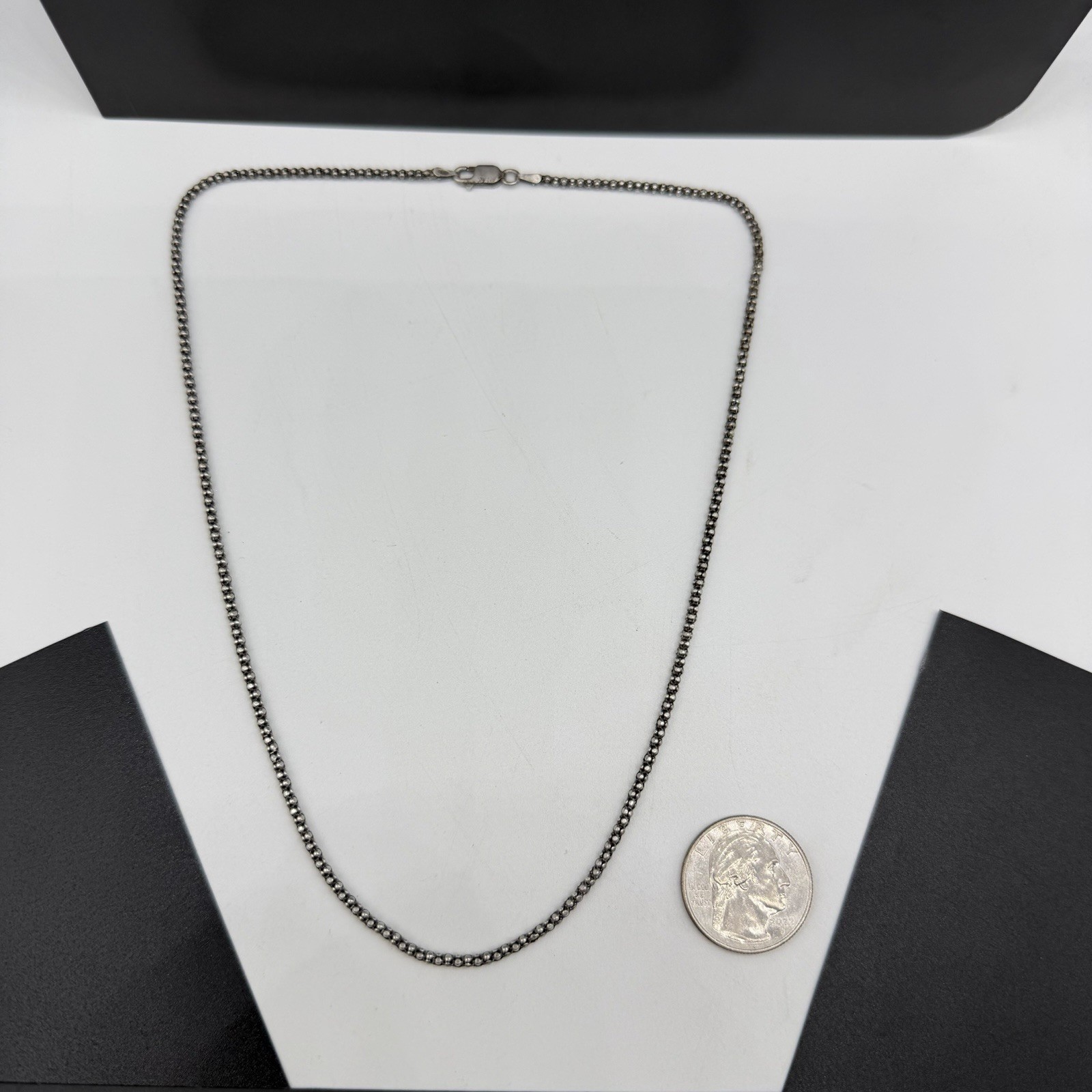 Vintage Italy 925 Sterling Silver 2.33mm Popcorn Chain 18″ Necklace 4.3g Lobster