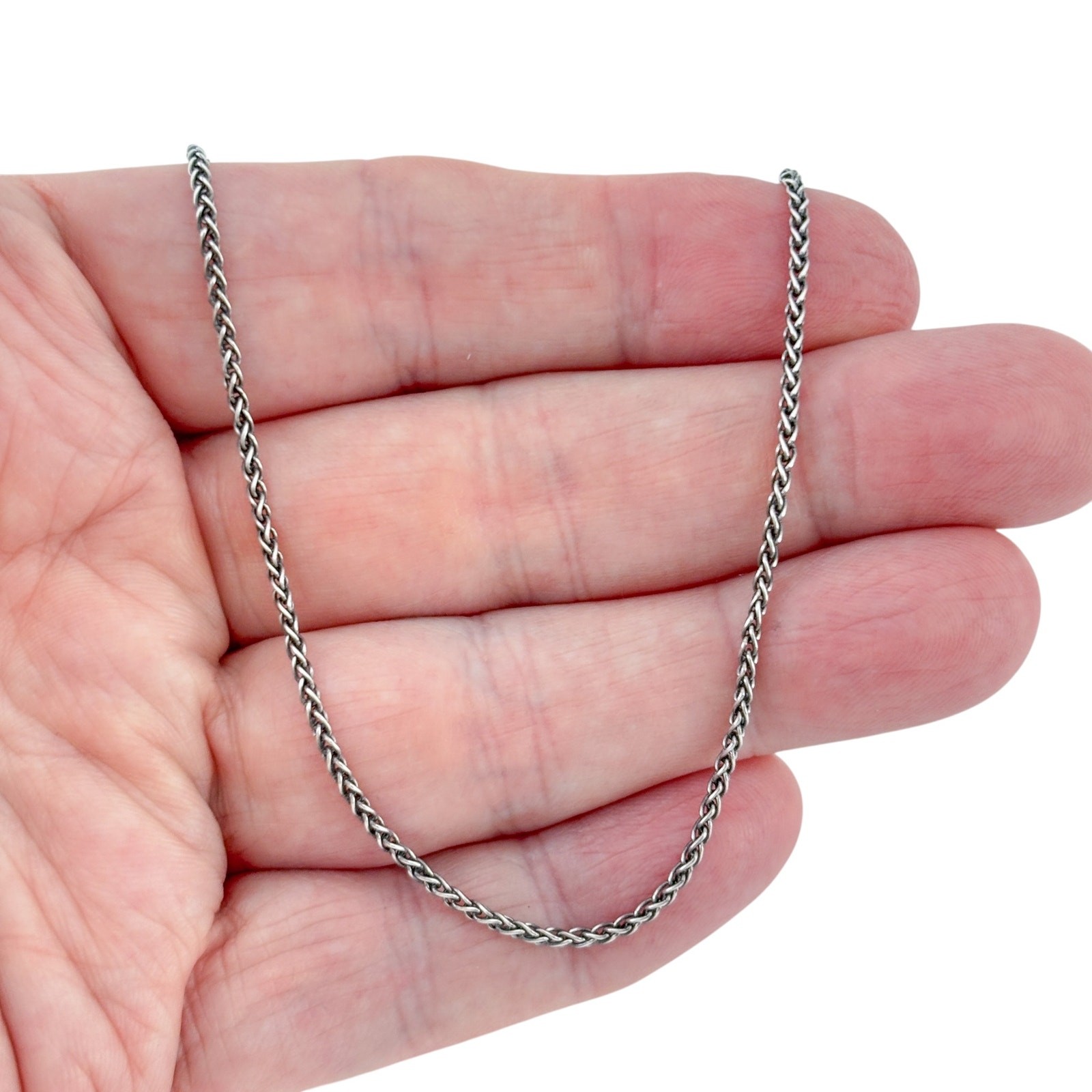 Vintage Sterling Silver 925 Wheat Chain Necklace 18.5″