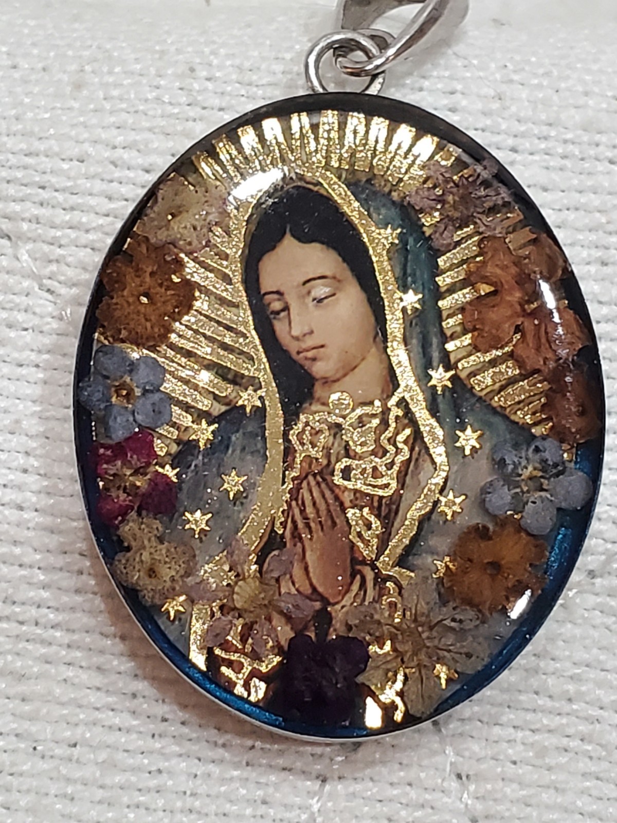 Vintage Mexico Our Lady Of Guadalupe Pendant 925 Sterling Silver ATI