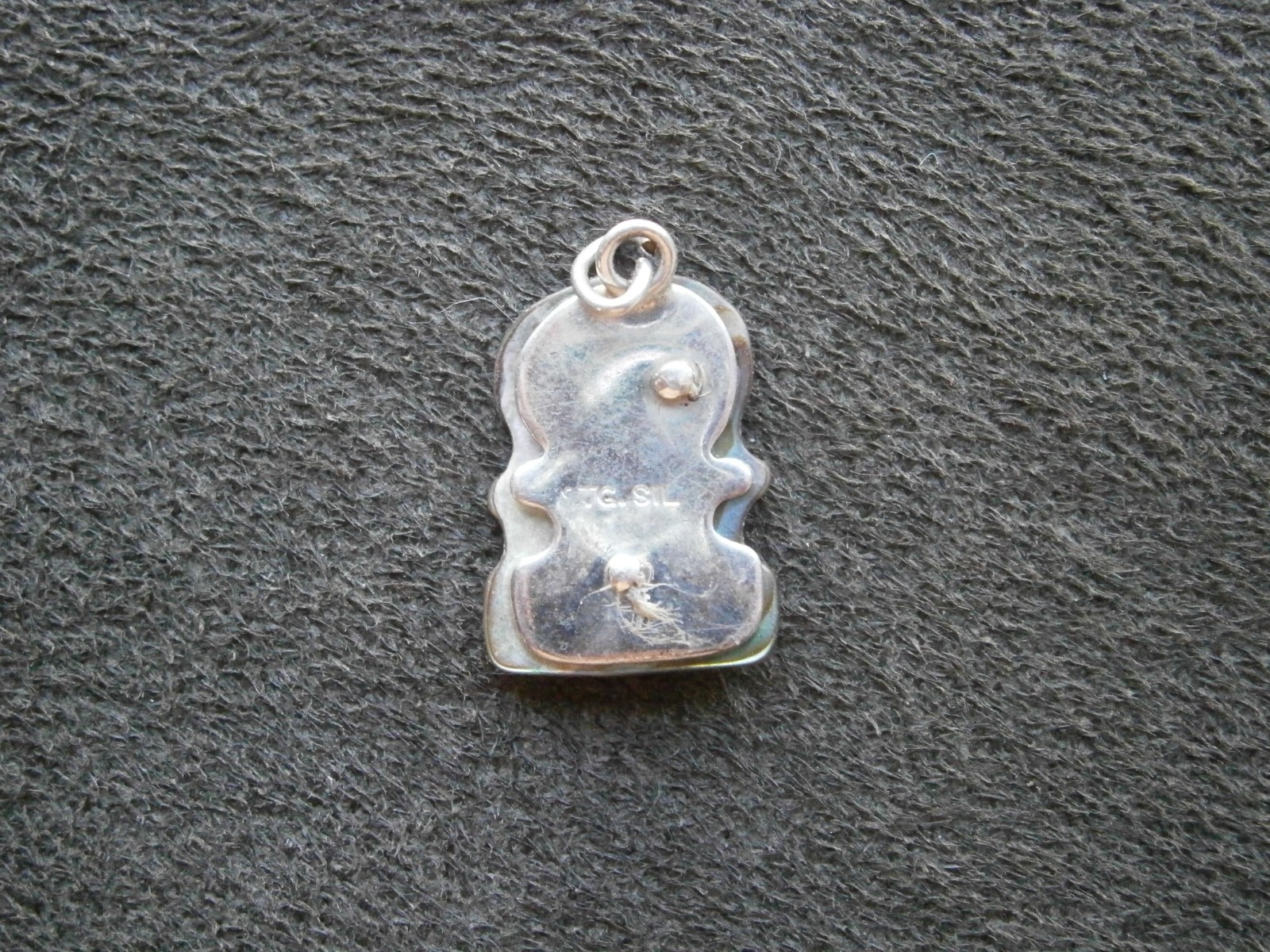 Maori Hei Tiki Vintage Paua Shell & Sterling Silver Bracelet Charm 1.3g