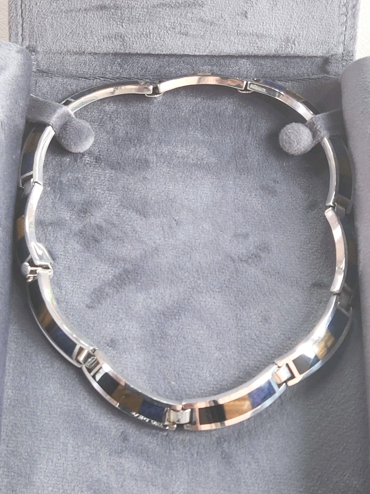 TAXCO Vintage 925 Sterling Silver 16.5″ Multi-Stone Inlay Necklace 114.85g TW