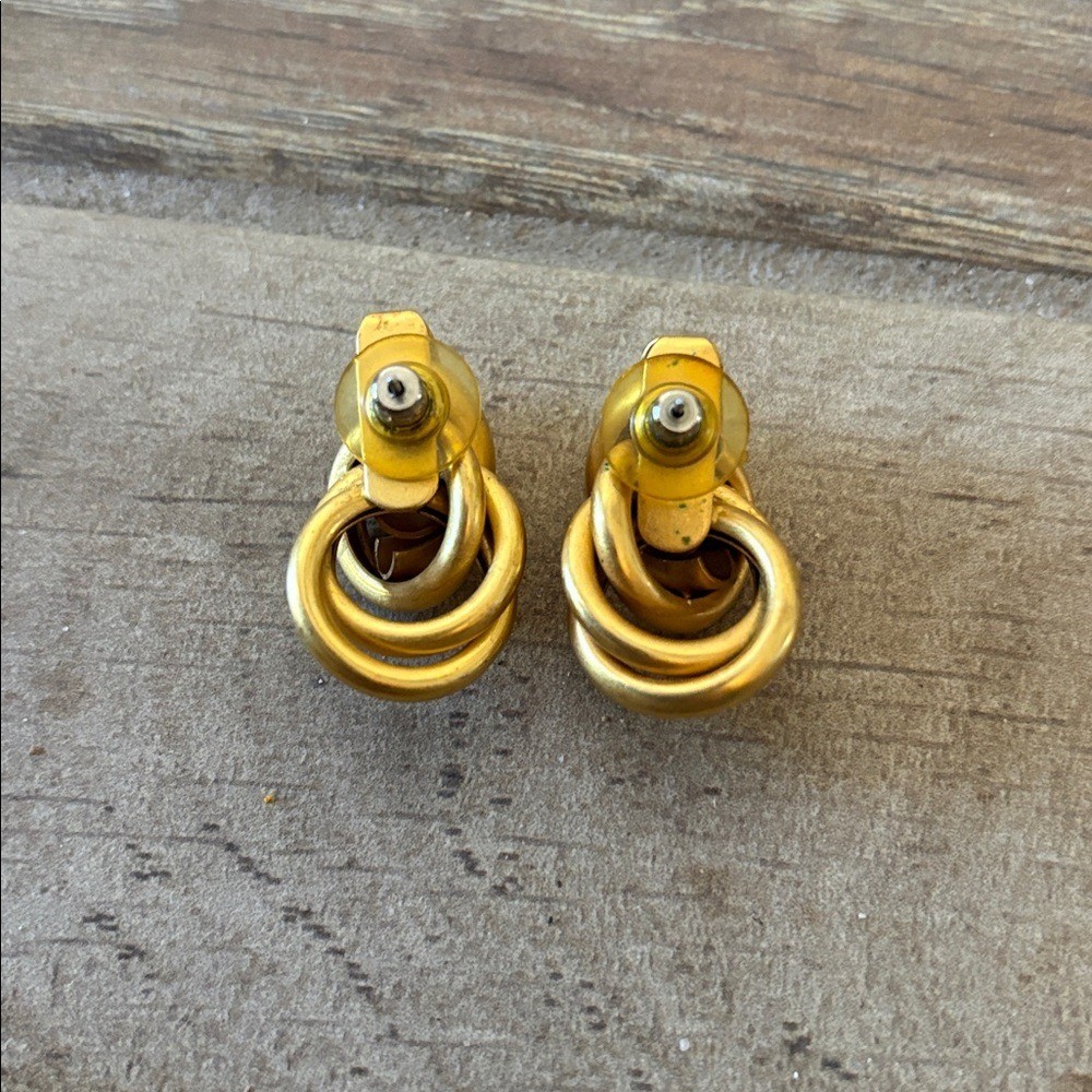 Vintage Gold tone Twist knot Earrings w/ backings