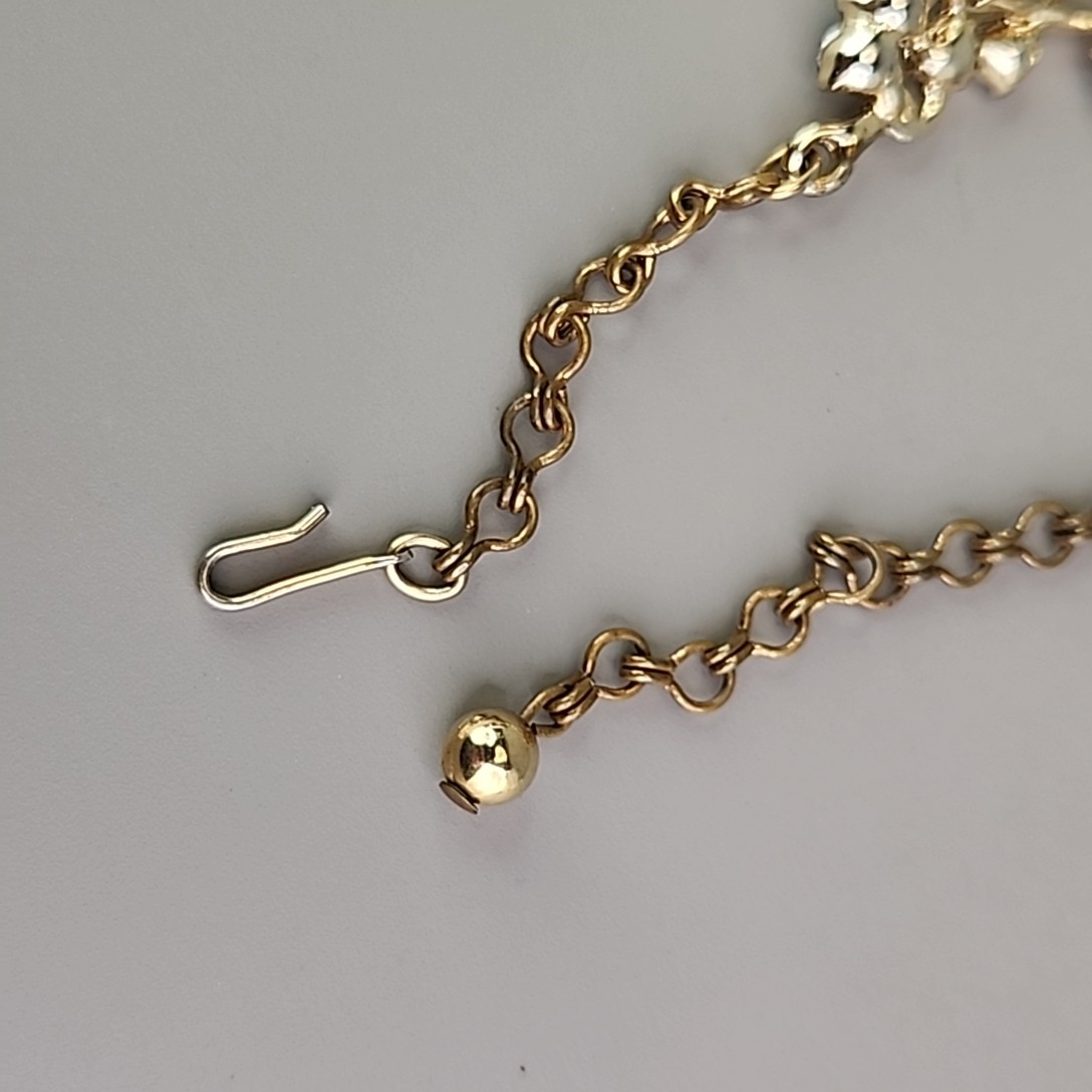 Vintage BSK Rhinestone Necklace AB Red Gold Tone Choker 16″