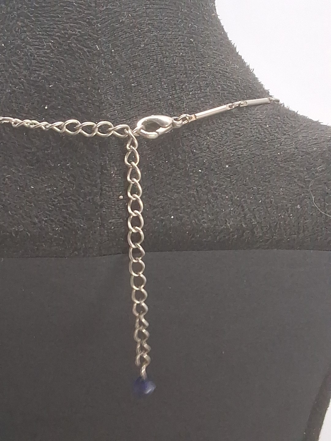 Vintage Niobium Teal & Blue Leaf Charm Station Necklace Bohemian Modernist…