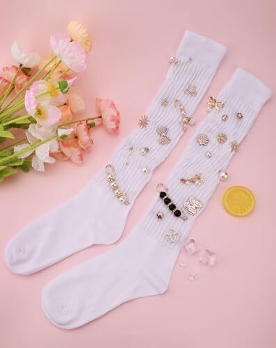 60 Pcs Charms for Socks Shoe, Gold Brooches and Pins for One Size Multicolor