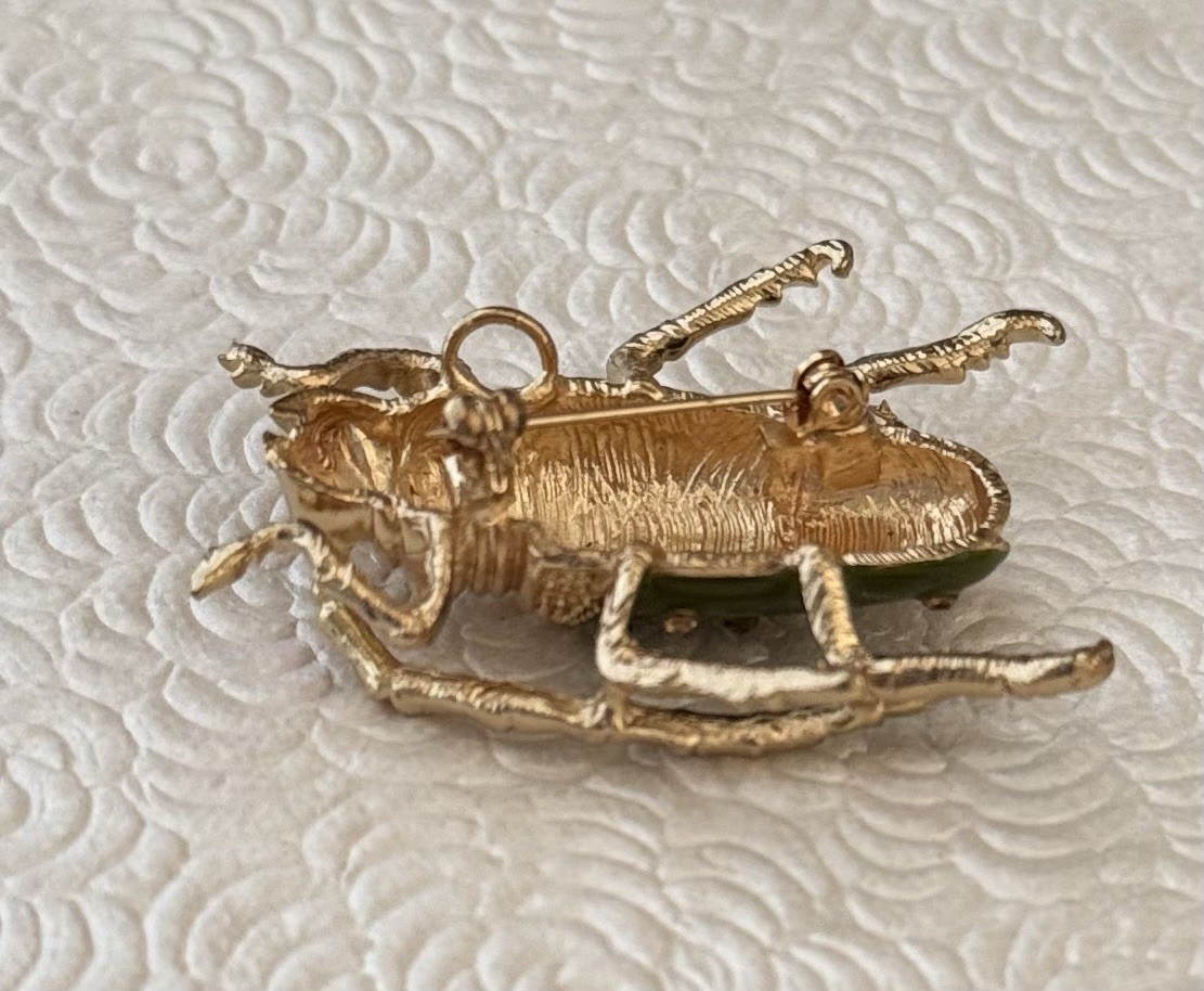 Beetle Insect enamel on silver tone metal