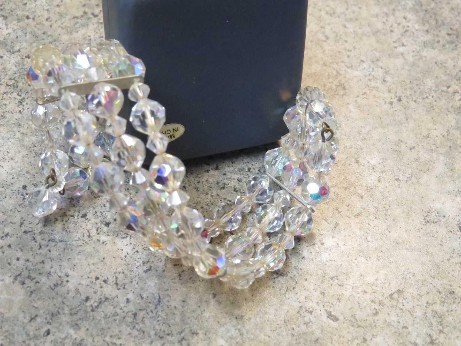 Vintage Aurora Borealis Crystal Beaded Stretch Bracelet