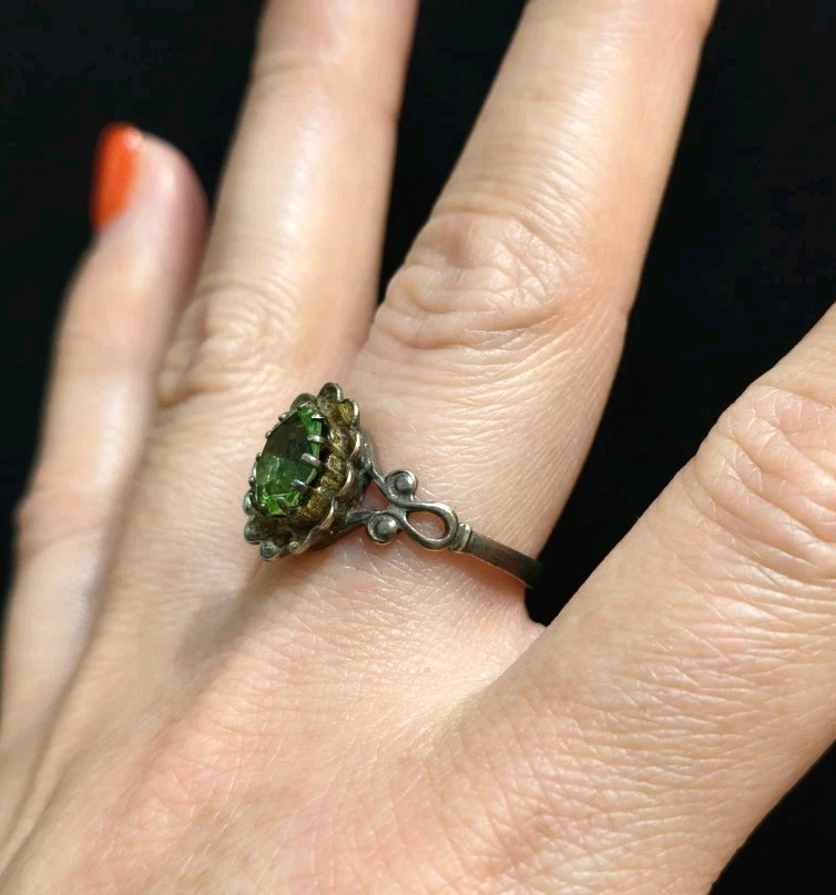 Vintage Gilt Silver Engagement Ring 875 soviet Women’s Jewelry