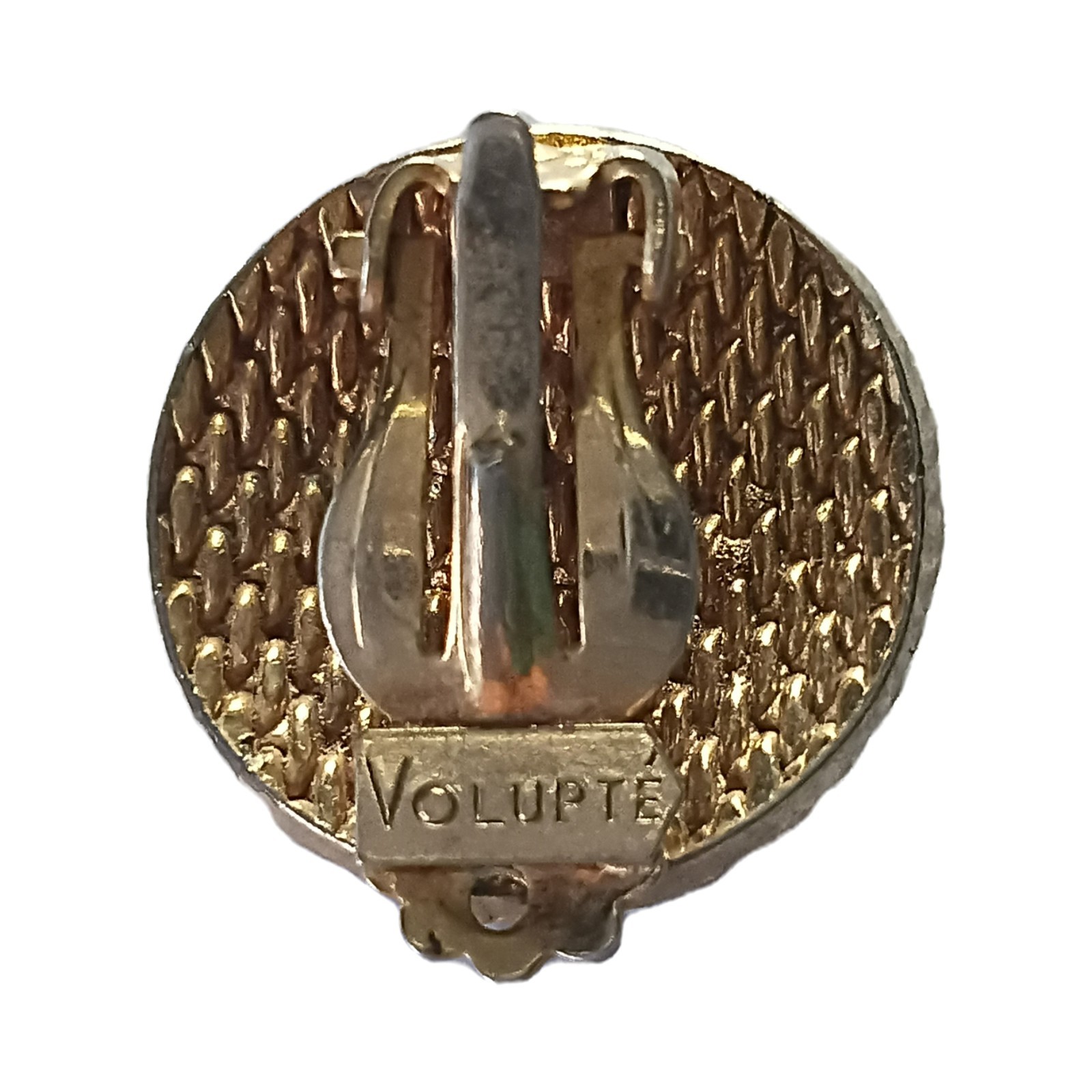 VTG 1950’s Valupte Gold Tone Etched Floral Design Circular Clip-on Earrings 3/4″