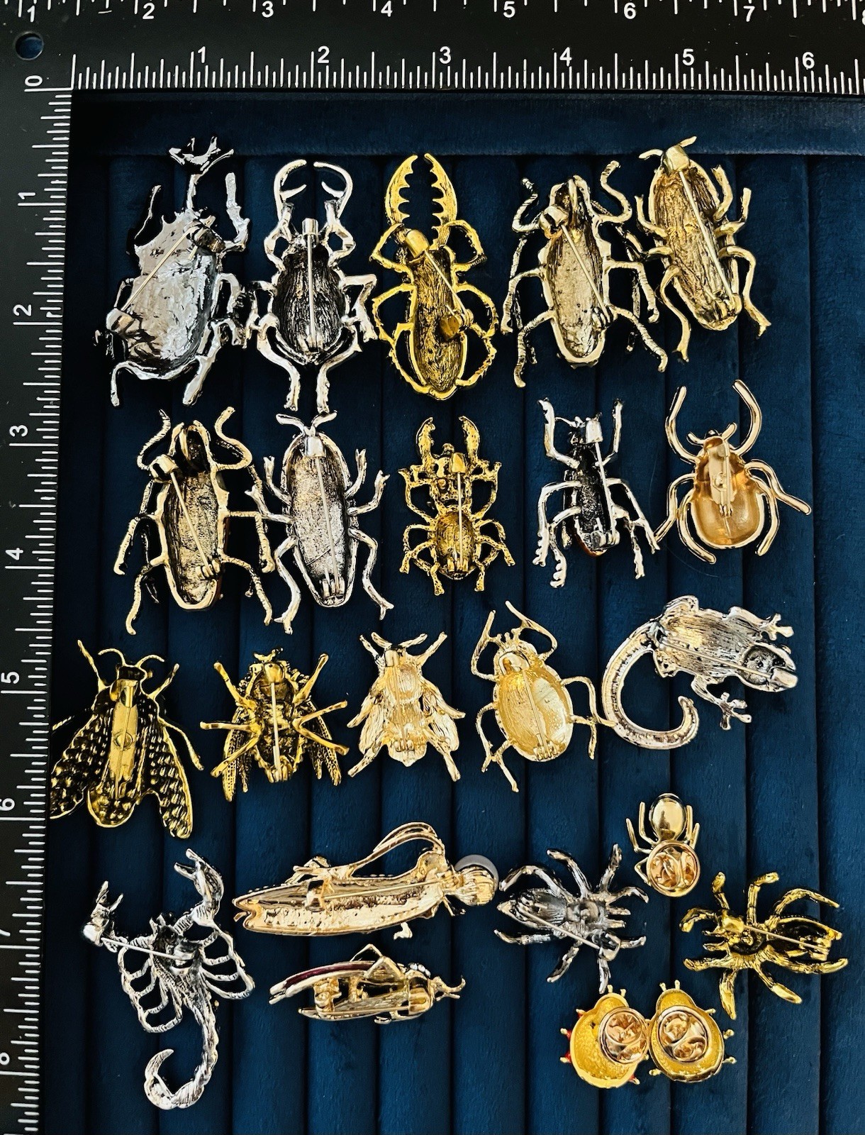 Lot of 23 Insect Bug Beetle Brooch Pin Rhinestone Enamel Spider Fly Scorpion