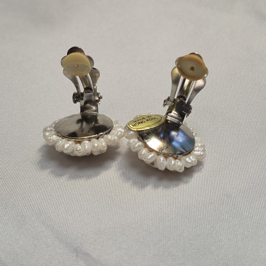 Fresh Water Pearl Clipon Earrings Vintage New Old Stock