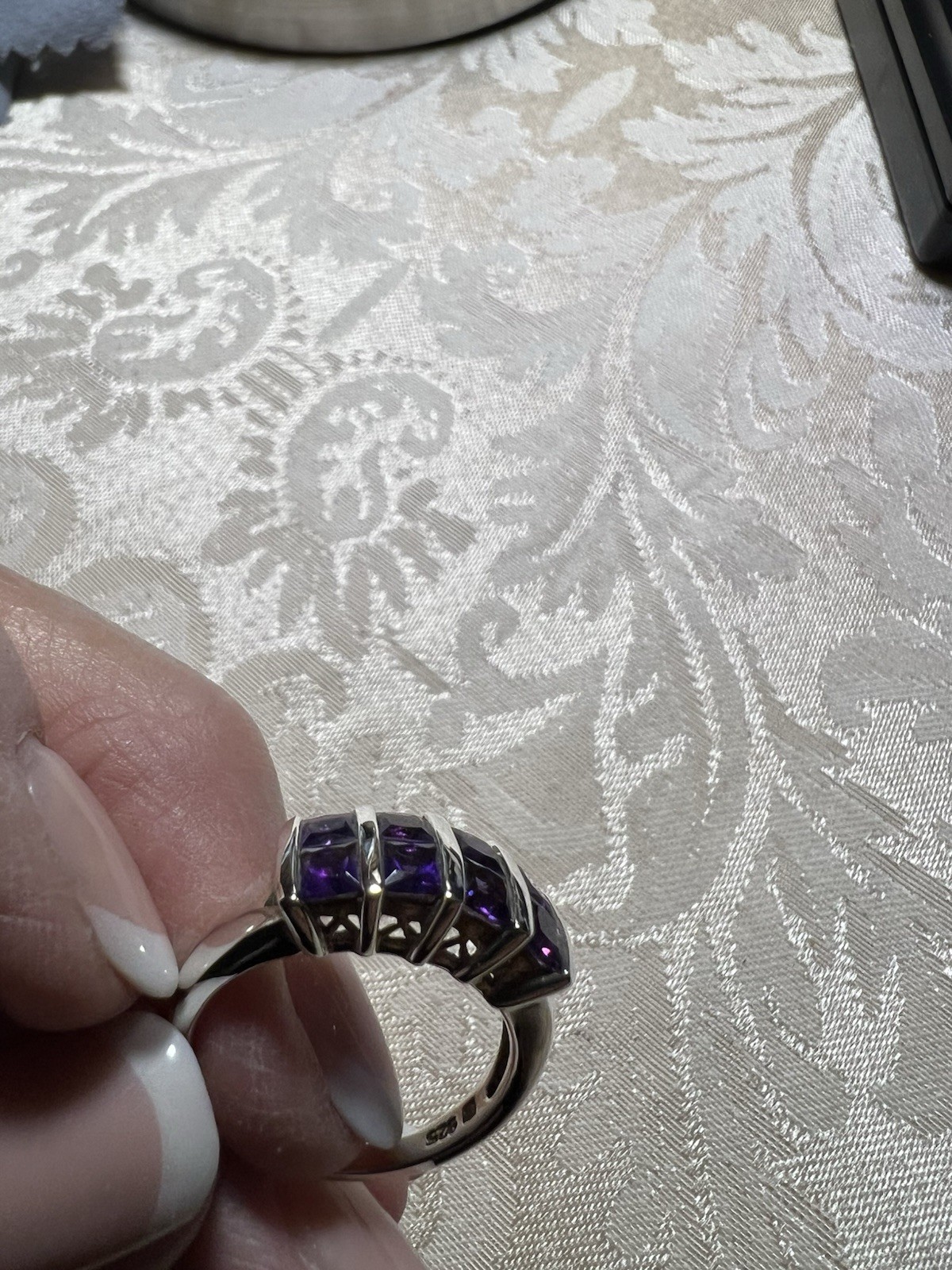Sterling Silver Vintage Ring Amethyst, Size 9, Approximately 2 carats