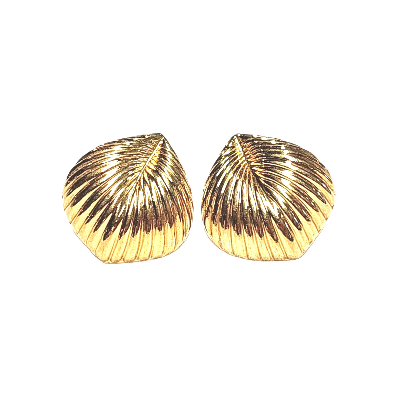 Vintage Napier Gold Tone Leaf Design Textured Post Stud Earrings Leaves Nature