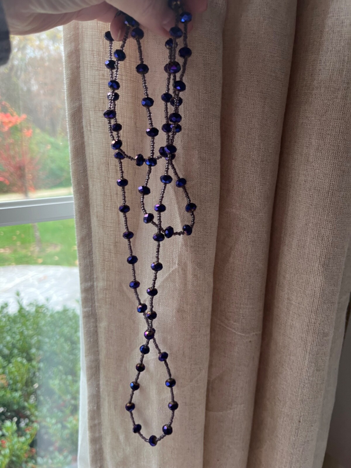 Purple Beaded Necklace 23.5 “