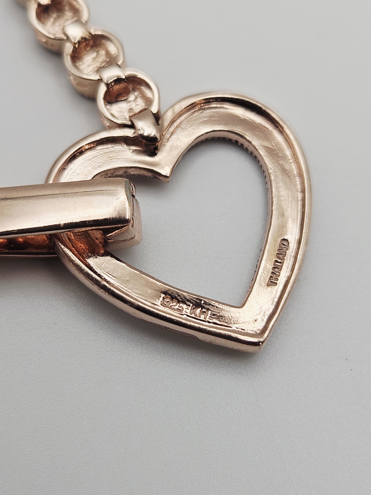 Kit Heath Sterling Silver Rose Gold Vermeil Marcasite Heart Clasp Bracelet 8″