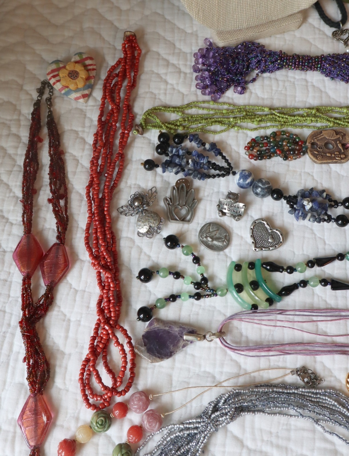 Variety Jewelry 30+ piece Lot, 3+ Lbs, all wearable plus extra pieces for crafts