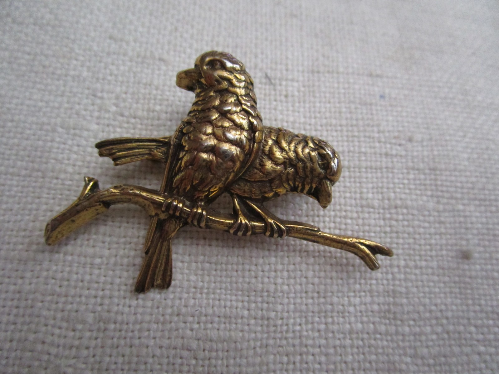 VTG signed ZENTALL gold tone 2 birds on branch Brooch JL25-30