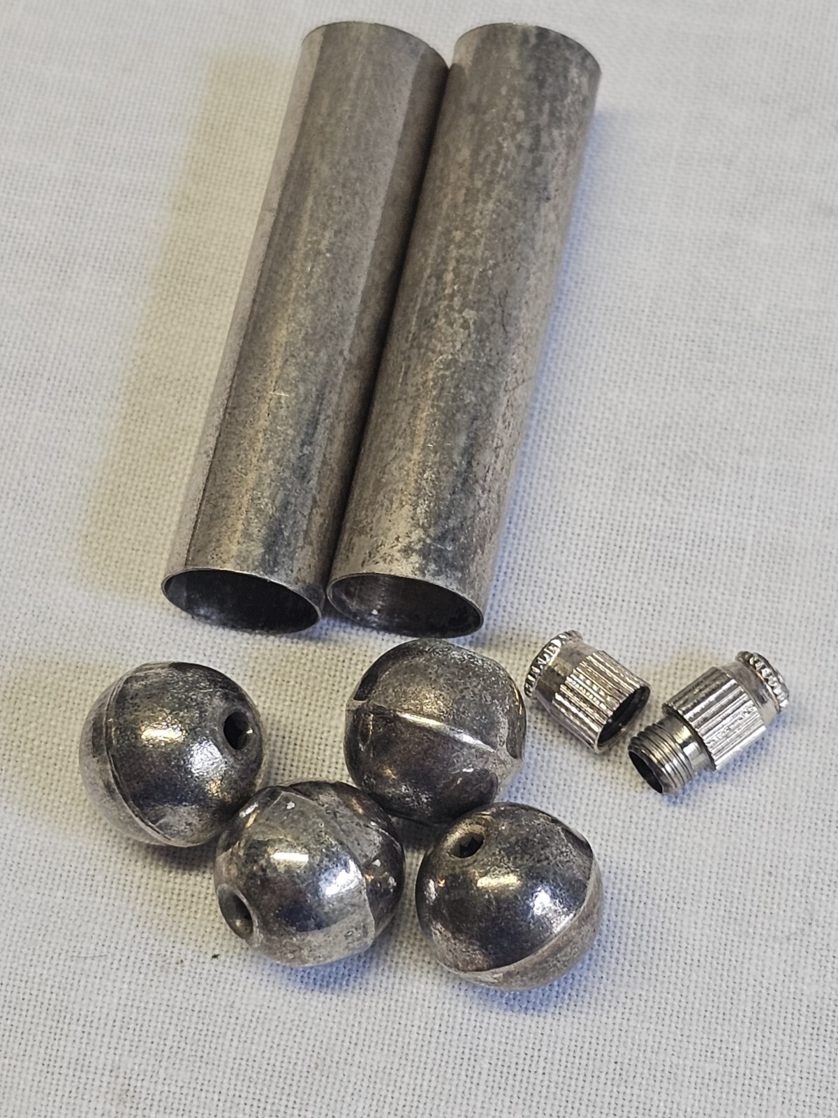 Vintage Jewelry Making Set Pearl String Kit Small-Large Metal Beads Silver Heart