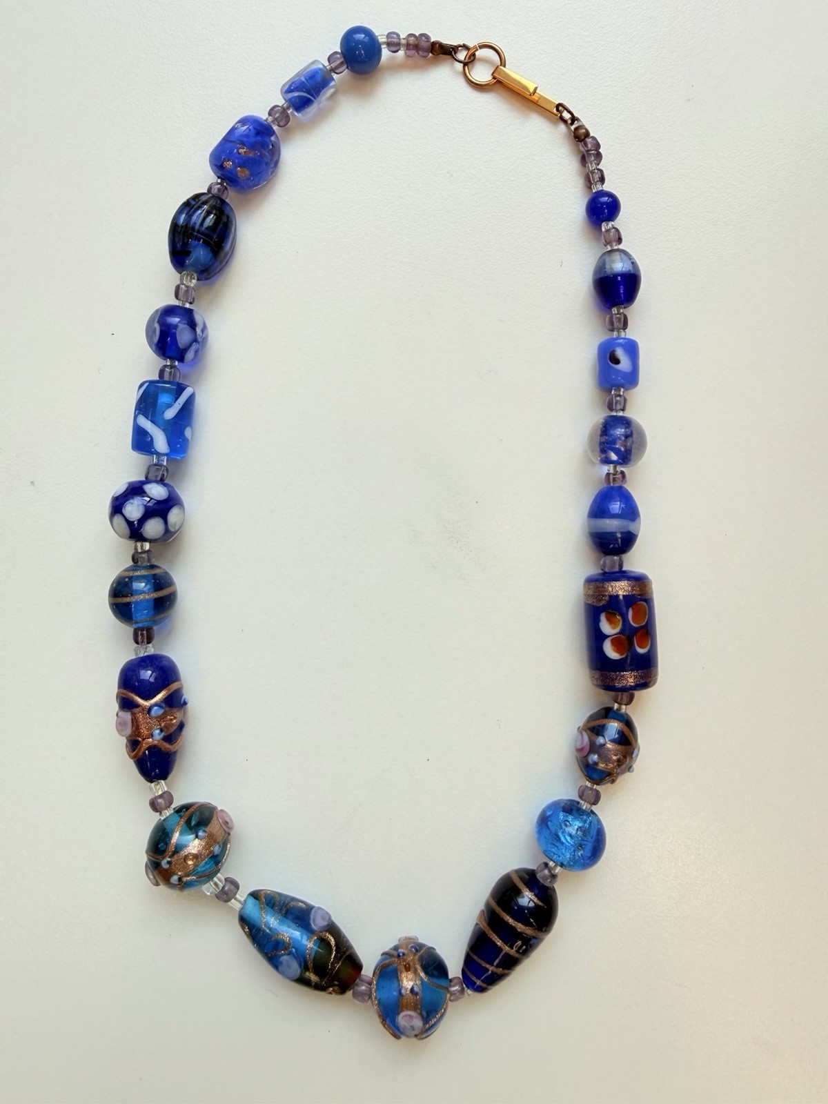 Vintage Czech Glass Bead Necklace Wedding Cake Beads, Foil Lined (3277)