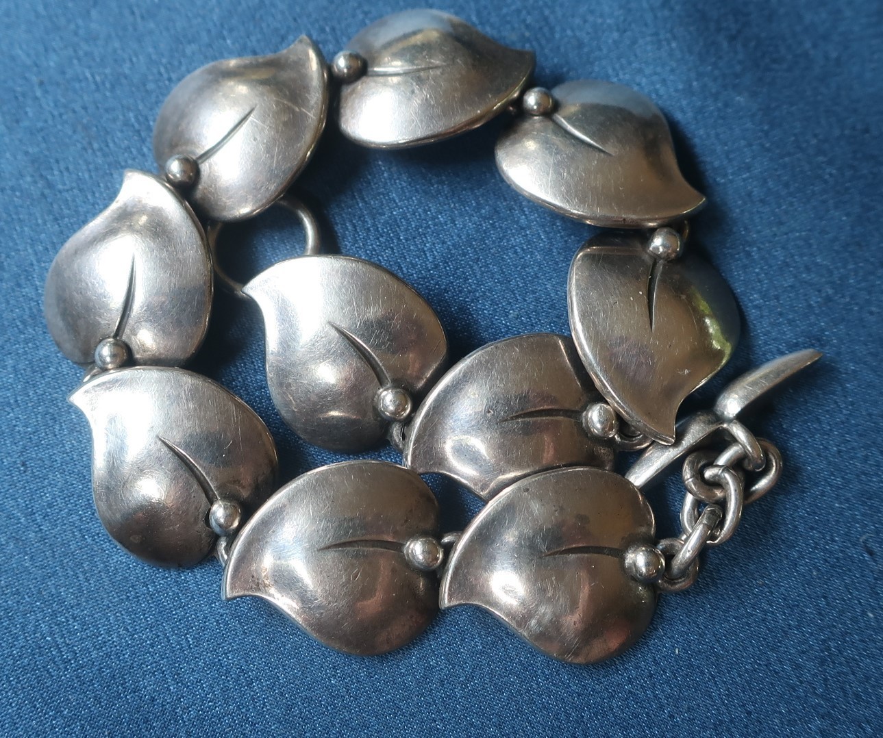 Modernist Sterling Silver Leaf Link Toggle Bracelet N.E. FROM Denmark Niels Erik