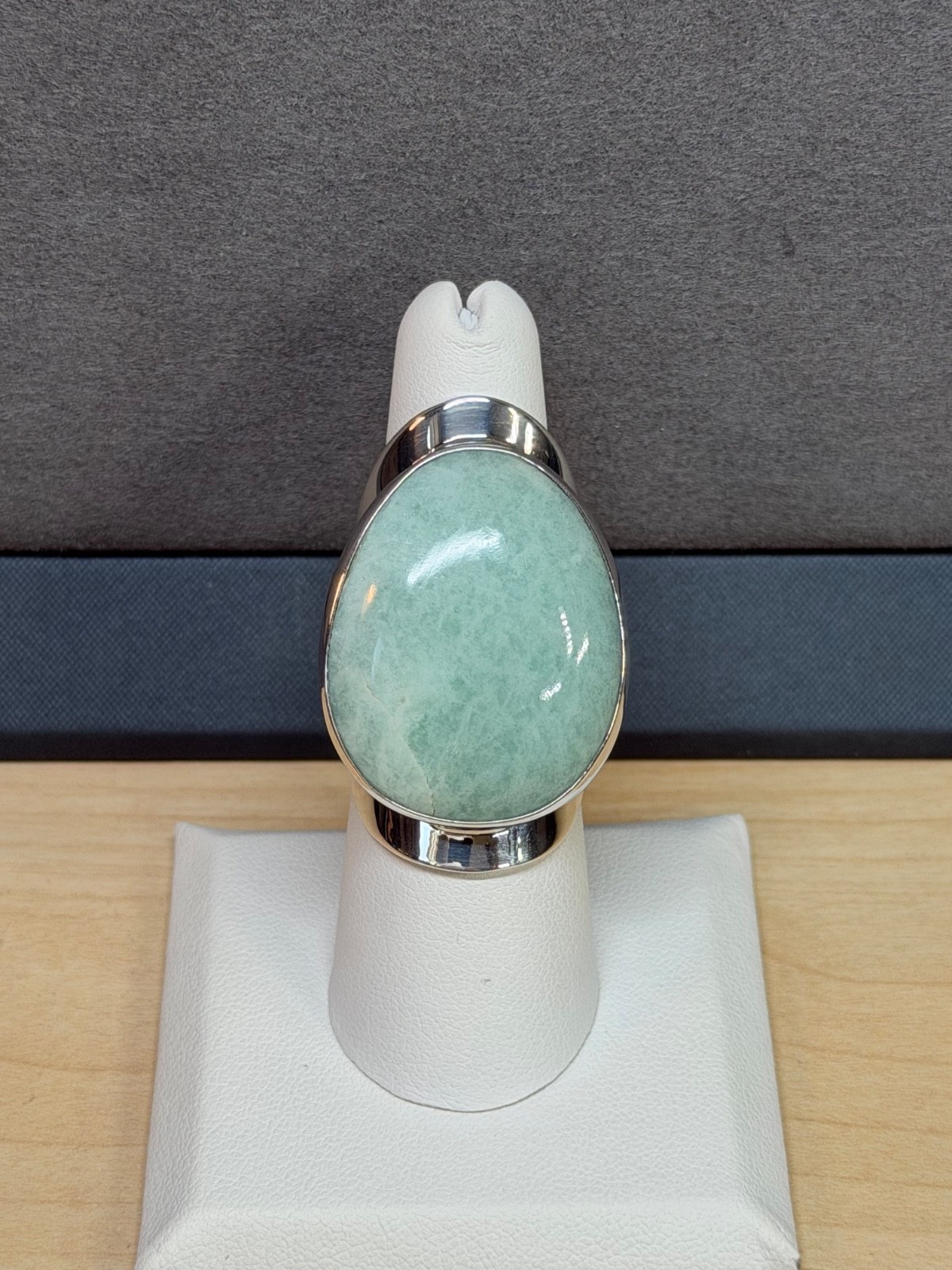 DOMINIQUE DINOUART DDD Mexico 925 Silver Large Cabochon Amazonite Ring Size 7.5